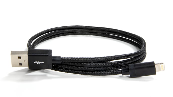 Inet Lightningkabel (MFI) Svart Tygsladd 1 m