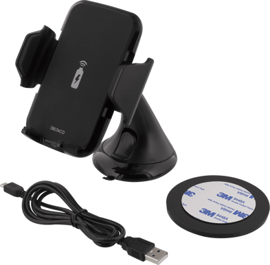 DELTACO Bilhållare med trådlös laddning