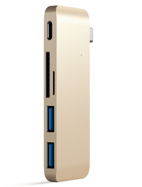 Satechi USB-C Hubb 2xUSB, SD-läsare, Guld