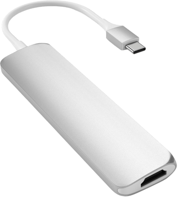 Satechi USB-C Dockningsstation Slim 6 portar 60 W Silver