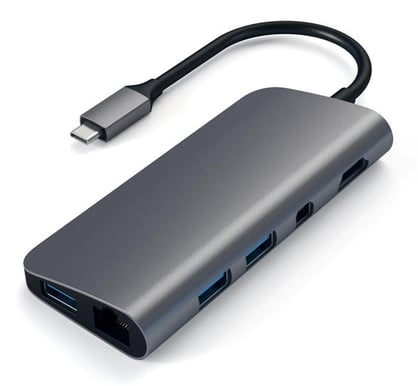 Satechi USB-C-multihubb PD 9 portar 49W Rymdgrå