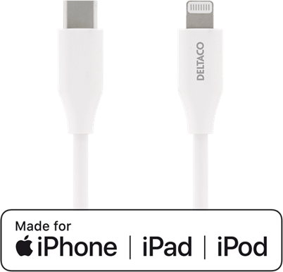 DELTACO USB-C till Lightning Vit 0,25 m