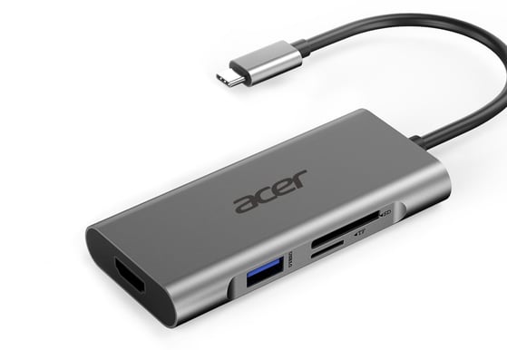 Acer USB-C Dockningsstation 60 W PD 7 portar Silver