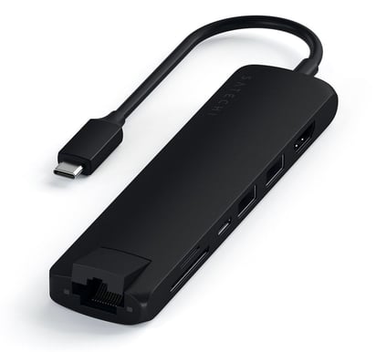 Satechi USB-C Dockningsstation Slim 7 portar 60 W Svart