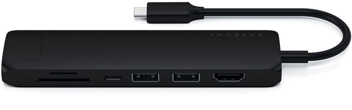 Satechi USB-C Dockningsstation Slim 7 portar 60 W Svart