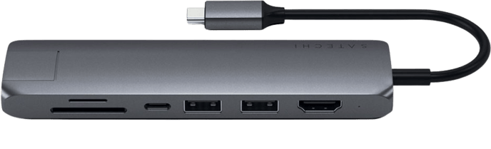 Satechi USB-C Dockningsstation Slim 7 portar 60 W Rymdgrå
