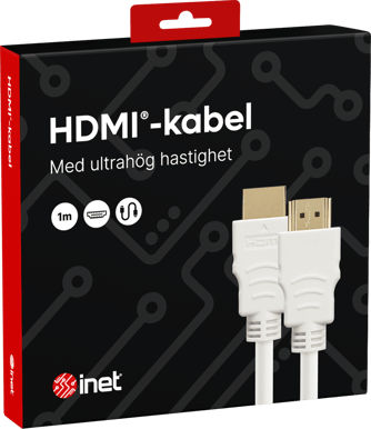 Inet HDMI-kabel 2.1 Vit 1 m