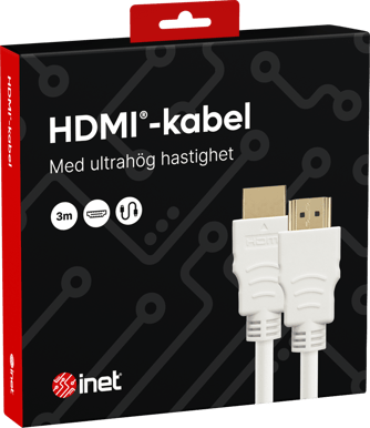 Inet HDMI-kabel 2.1 Vit 3 m