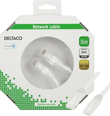 DELTACO TP-kabel Cat6 U/UTP Vit (F) 5 m