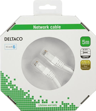 DELTACO TP-kabel Cat6 U/UTP Vit (F) 5 m
