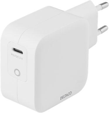 DELTACO Väggladdare GaN 1x USB-C 61 W PD Vit