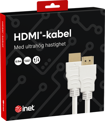 Inet HDMI-kabel 2.1 Vit 0,5 m