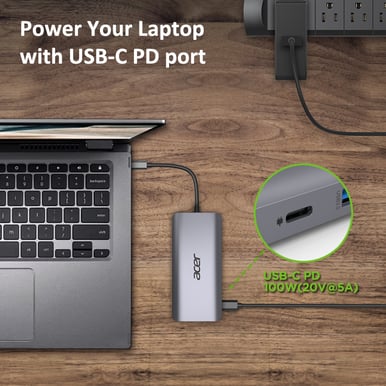 Acer USB-C Dockningsstation 100 W 12 portar Silver
