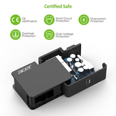 Acer Väggadapter USB-C Travelkit 65 W Svart