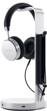 Satechi Aluminiumstativ för hörlurar med USB-hubb Silver