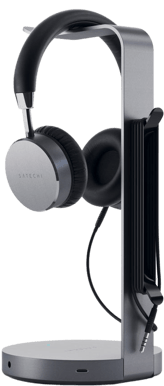 Satechi Aluminiumstativ för hörlurar med USB-hubb Grå