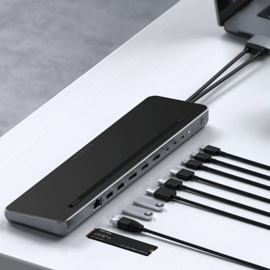 Satechi USB-C Dubbel Dockningsstation Rymdgrå