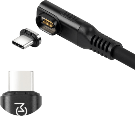 MicroConnect Vinklad USB4 vätskesilikonkabel med magnet, 20Gbps, 240W, 4K, 2m, svart