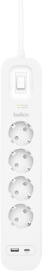 Belkin Överspänningsskydd 4 kontakter + 2 USB portar