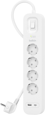 Belkin Överspänningsskydd 4 kontakter + 2 USB portar