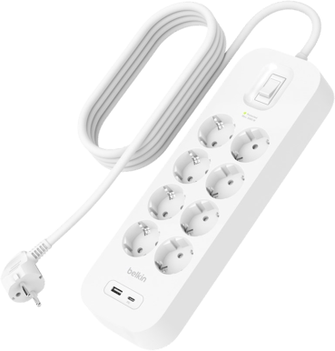 Belkin Överspänningsskydd 8 kontakter + 2 USB portar