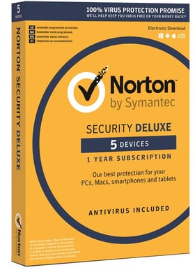 Norton Security Deluxe Antivirus  för 5 enheter (ett års licens)