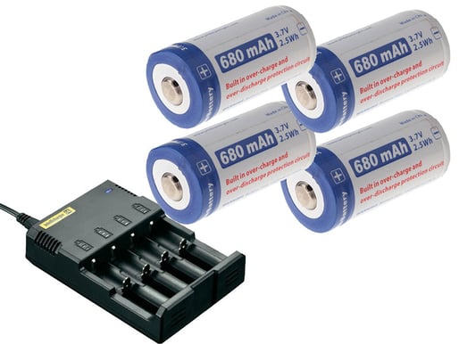 Uppladdningsbart CR123 4-pack + Batteriladdare (Arlo)