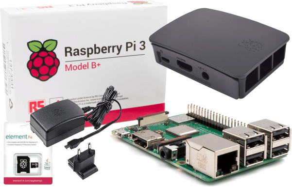 Raspberry Pi 3B+ Startpaket | 16GB SD | Låda | AC-Adapter