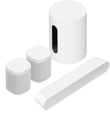 Sonos Ray + Sub Mini + One Hembiopaket Vit