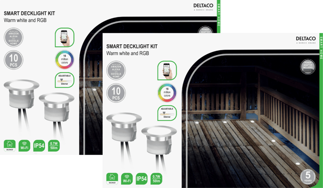 DELTACO Smart Spotlights för Trall 20 Lampor RGB WiFi
