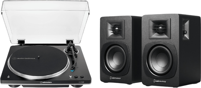 Audio Technica LP70XBT Skivspelare Svart + SP3X Högtalare