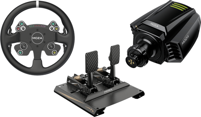 Moza - R16 V1 Wheel base, CS V2P Wheel, CRP2 Pedals