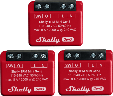 Shelly 1PM Mini Gen 3 3-pack