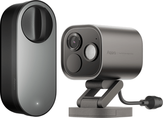 Aqara Smart Lock U200 Lite Svart + G5 Pro Camera Hub PoE Grå