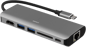 DELTACO USB-C Dockningsstation 6 portar 60 W Grå
