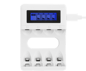 DELTACO USB batteriladdare för 4xAA/AAA Ni-MH/Ni-Cd batterier, vit