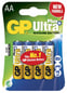 GP Ultra Plus Alkaliska AA-batterier (LR6) 4-P