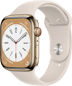 Apple Watch Series 8 (45mm) Stål Guld/stjärnljus Sport LTE
