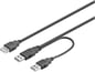 DELTACO USB 2.0 strömkabel 2xA-ha-1x A-ho, 0,3m
