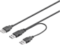DELTACO USB 2.0 strömkabel 2xA-ha-1x A-ho, 0,3m