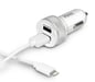 Port Designs Billaddare med 2st USB kontakter + Lightning kabel Vit