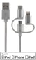 STREETZ Lightning/USB C/microUSB-kabel (MFI) Silver 1m