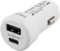 DELTACO Billaddare USB-C & USB-A 3A Vit