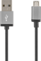 DELTACO Micro-USB-kabel Svart Tygsladd 3m