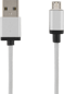 DELTACO Micro-USB-kabel Silver Tygsladd 3m