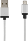 DELTACO Micro B-USB-kabel Silver Tygsladd 2 m