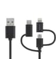 DELTACO 3-i-1 USB-C/Lightning/Micro-USB-kabel Svart 0.5 m