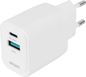 DELTACO Väggladdare 1x USB-A 18 W, 1x USB-C 30W