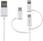 DELTACO 3-i-1 USB-C/Lightning/Micro-USB-kabel Vit 1 m