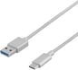 USB 3.1 kabel C-A ha Silver Tygsladd 1m